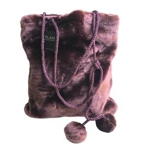 F.L.A.G. Soft Faux Fur Shoulder Bag Pom Poms! NWT